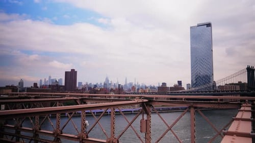 View From Brooklyn Bridge on Manhattan Skyline