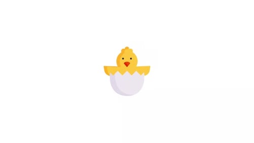 Flat Design Chick Hatching Egg Animation