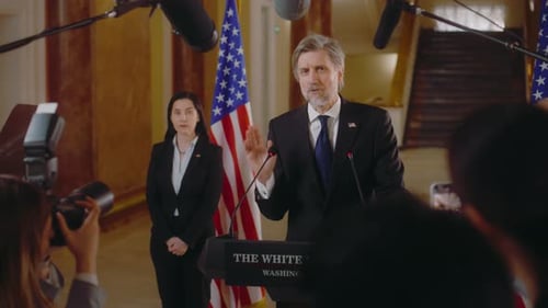 Government Official Giving Press Conference in Washington D.C.