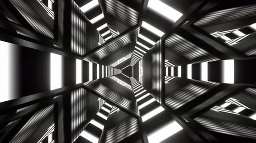 Black And White Neon Cyber Triangular Sci Fi Tunnel Background Vj Loop In 4K