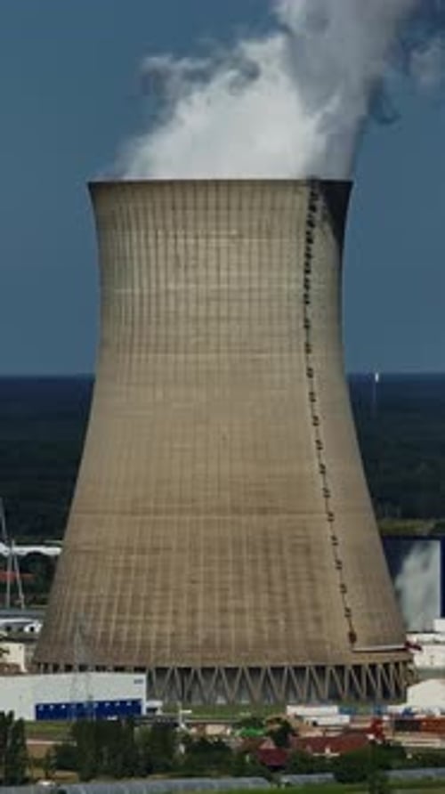 Aerial View to Nuclear Power Plant in France Atomic Power Stations are Very Important Sources of