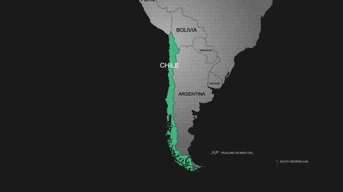 Animated World Map Zoom to Chile with Location Marker