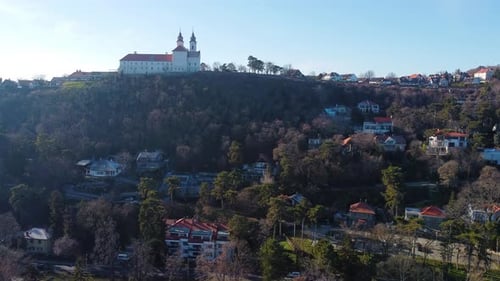 Aerial of Benedictine Monastery in Tihany village