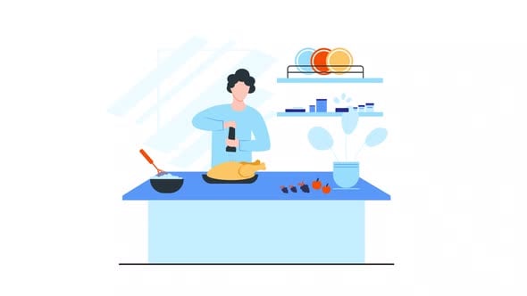 Kitchen Chronicles Animated Cooking Scene, Backgrounds Motion Graphics ...