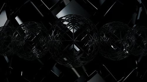 Elegant Dark Geometric Sphere Loop Motion Background
