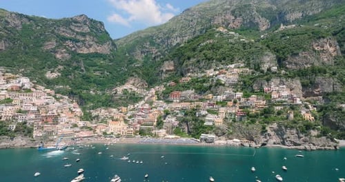 Aerial shot of Positano, Amalfi Coast, Italy