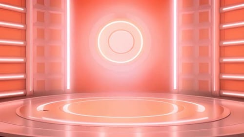 Futuristic Glowing Virtual Stage with Circular Screen