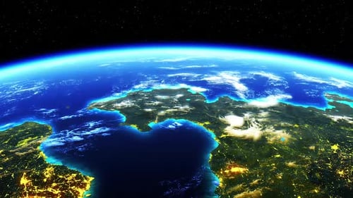 Aerial view of earth from space at night