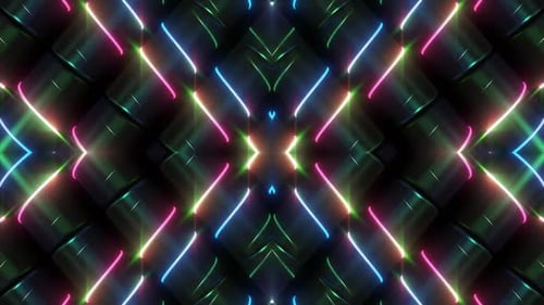 Dynamic Neon Light Kaleidoscopic Loop Background