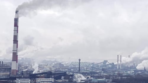 Chemical Factory with Smoke Stack Emission From Pipes Ecology and Environmental Protection Problems