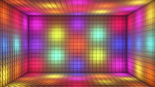 Broadcast Pulsating Hi-Tech Illuminated Cubes Room Stage 38