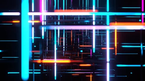 Cyan Pink And Orange Abstract Ray Neon Space Background Vj Loop In 4K