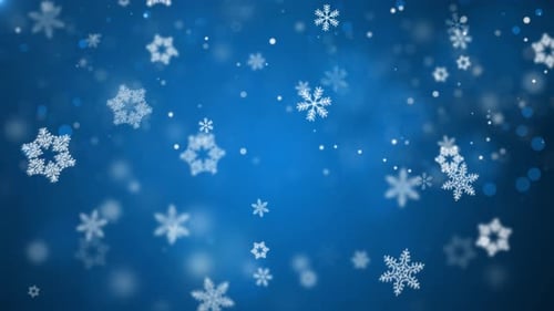 Fond de Noël bleu avec des flocons de neige blancs