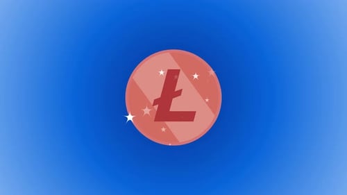 Animation réaliste en 3D de la boucle de cryptomonnaie Lite Coin isolée sur fond bleu. Vd\_1318