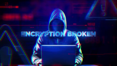 Verschlüsselung Broken Word On Noise Glitch Error Technology Futuristischer Datenhintergrund