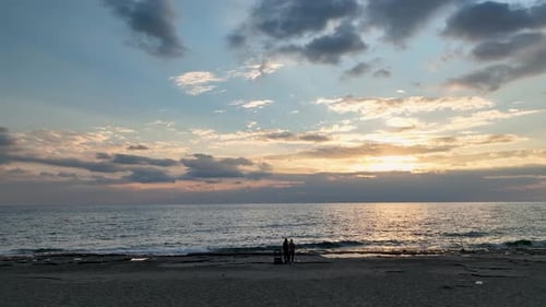 Sun Setting Down at Horizon Arial View 4 K Turkey Alanya
