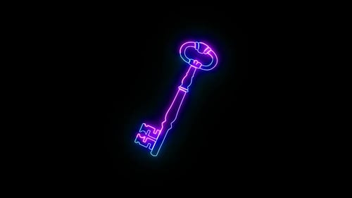 Leuchtendes Türschlüsselsymbol, Animation, Kontur, Altes Schlüsselsymbol, Formebenensymbol