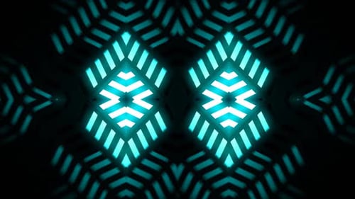 Dynamic neon lights pulse with geometric patterns in a dark digital space
