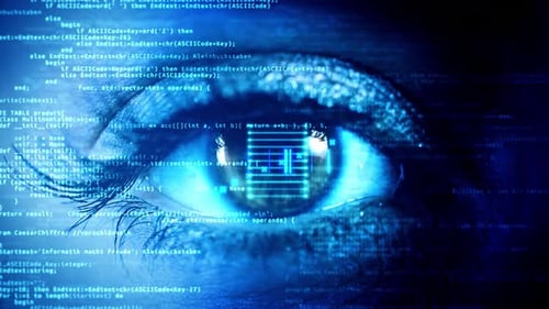 3D Digital Eye Scan Programming Code Abstract Technology