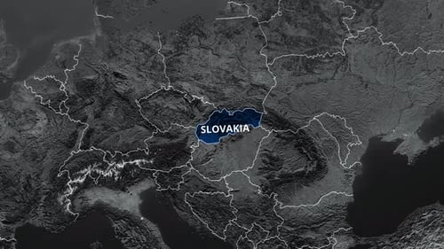 Digital Map Highlight for Slovakia in Europe