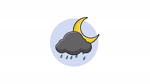 4k Crescent Moon with Rain Cloud. Night Weather Forecast Concept Animation Video