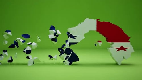 Panama Map With Flag Forming Geometric Animation