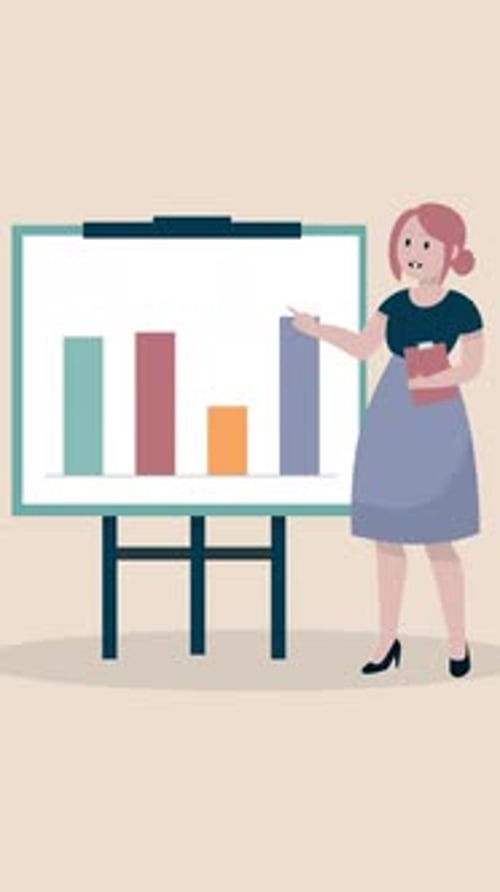 Successful Businesswoman Present Business Strategy On Flip Chart On Meeting Or Training On Vertical