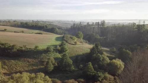 Aerial view of autumn countryside, traditional fall landscape in central Europe