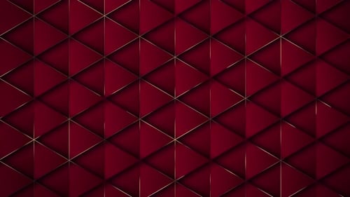 4k Abstrakter luxuriöser geometrischer Hintergrund mit goldenen Metalllinien. Roter Hintergrund mit Gold. Bewegung g