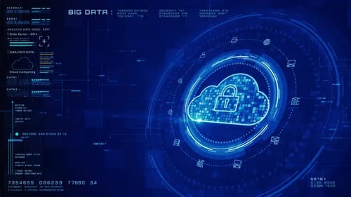 Futuristic Cloud Computing Big Data Technology Digital Interface Animation