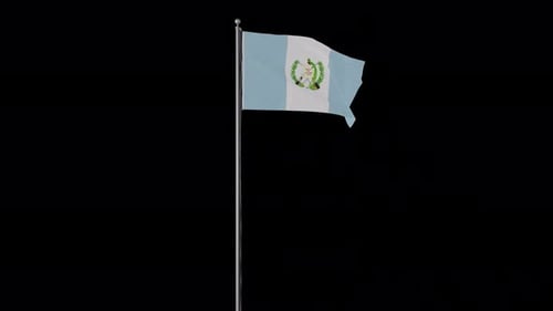 Guatemala National Flag Waving on a Metal Pole