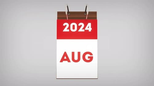 Flipped calendar pages for 2024 year from January to December. Flipping calendar pages background