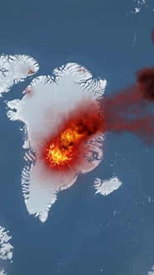 Greenland Map Volcanic Eruption Animation