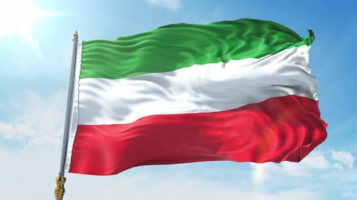 Realistic Green White Red Flag Waving Loop in Blue Sky