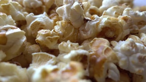 Close Up of Caramel Coated Popcorn Snack