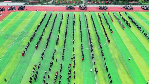 Chine, école chinoise, assemblage en plein air, pratique du fitness, course à pied
