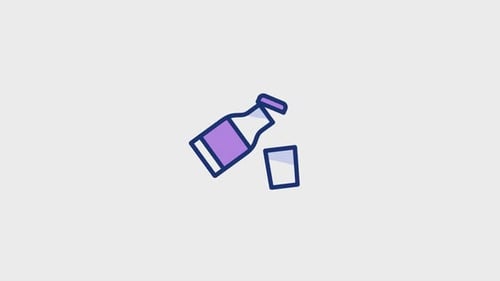 Flat Design Bottle Pouring into Glass Icon Animation