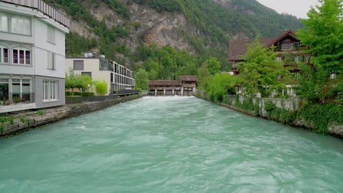 Interlaken Town with lake in Switzerland