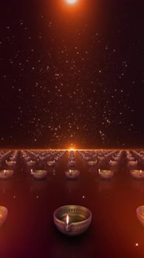 Motion graphic Happy Diwali Indian festival day, greeting Template. oil lit lamps festive background
