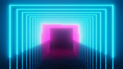Neon Glowing Tunnel Loop Background