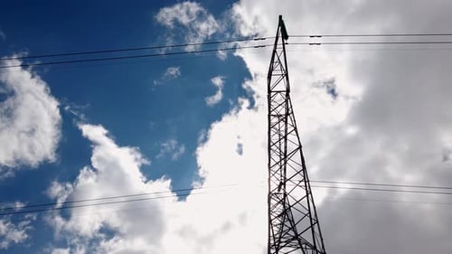 trasmissione electric high voltage tower zoom out