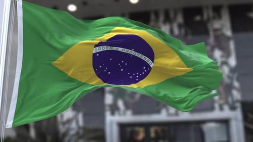 Brazilian Flag Waving Seamless Loop Animation