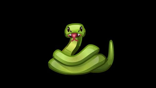 Green Cartoon Snake Striking Animation