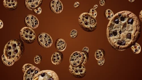 Delicious Chocolate Chip Cookies Falling Animation