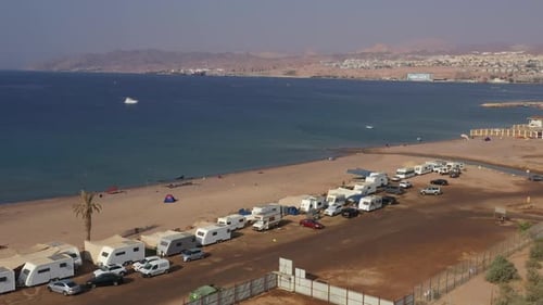Camper van stays at HaDatiyim Beach in Israel
