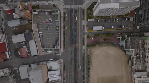 High Angle View of Urban Borough Streets and Multistorey Apartment Buildings in City Vehicles