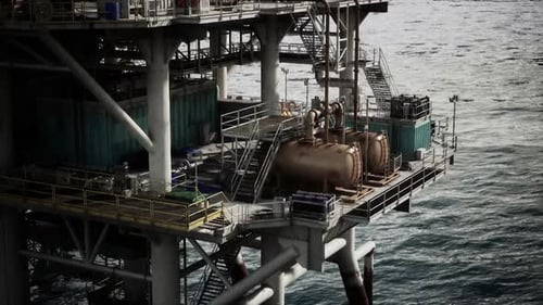 Aging Oil Rig in the Vast Ocean
