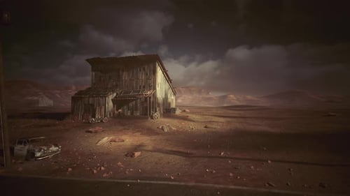 Abandoned Desert Shack Post-Apocalyptic Scene