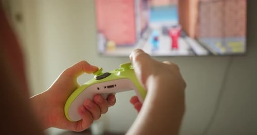 Using Controller Playing Video Games Close Up of Hands Joypad Child Playing Computer Games Closeup
