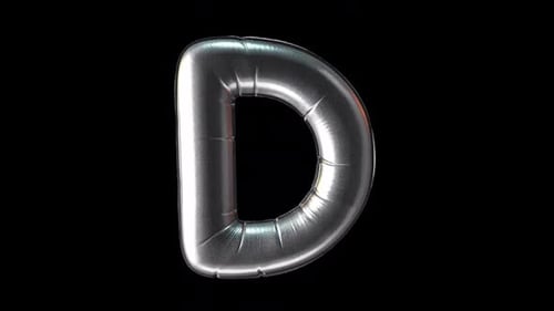 Silver Inflatable Balloon Letter D Animation